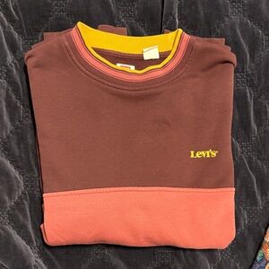 Levi's Men's Brown and Coral Crewneck Sweater
